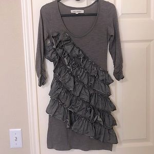Steve Madden Cotton silk Little gray dress Bodycon Dress With ruffles￼